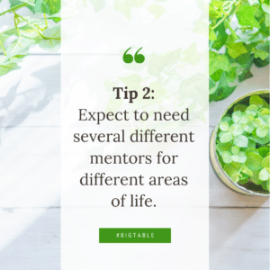 Tip 2: Expect to need several different mentors for different areas of life.