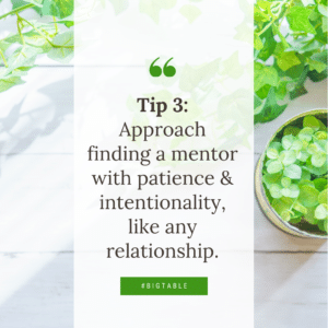 Tip 3: Approach finding a mentor with patience & intentionality, like any relationship.