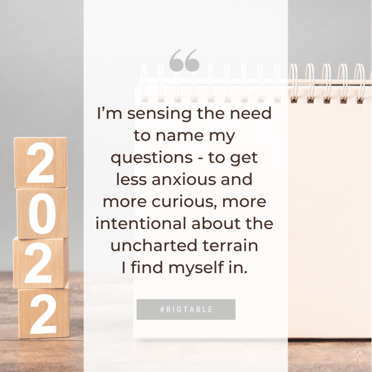 I’m sensing the need to name my questions - to get less anxious and more curious, more intentional about the uncharted terrain I find myself in.